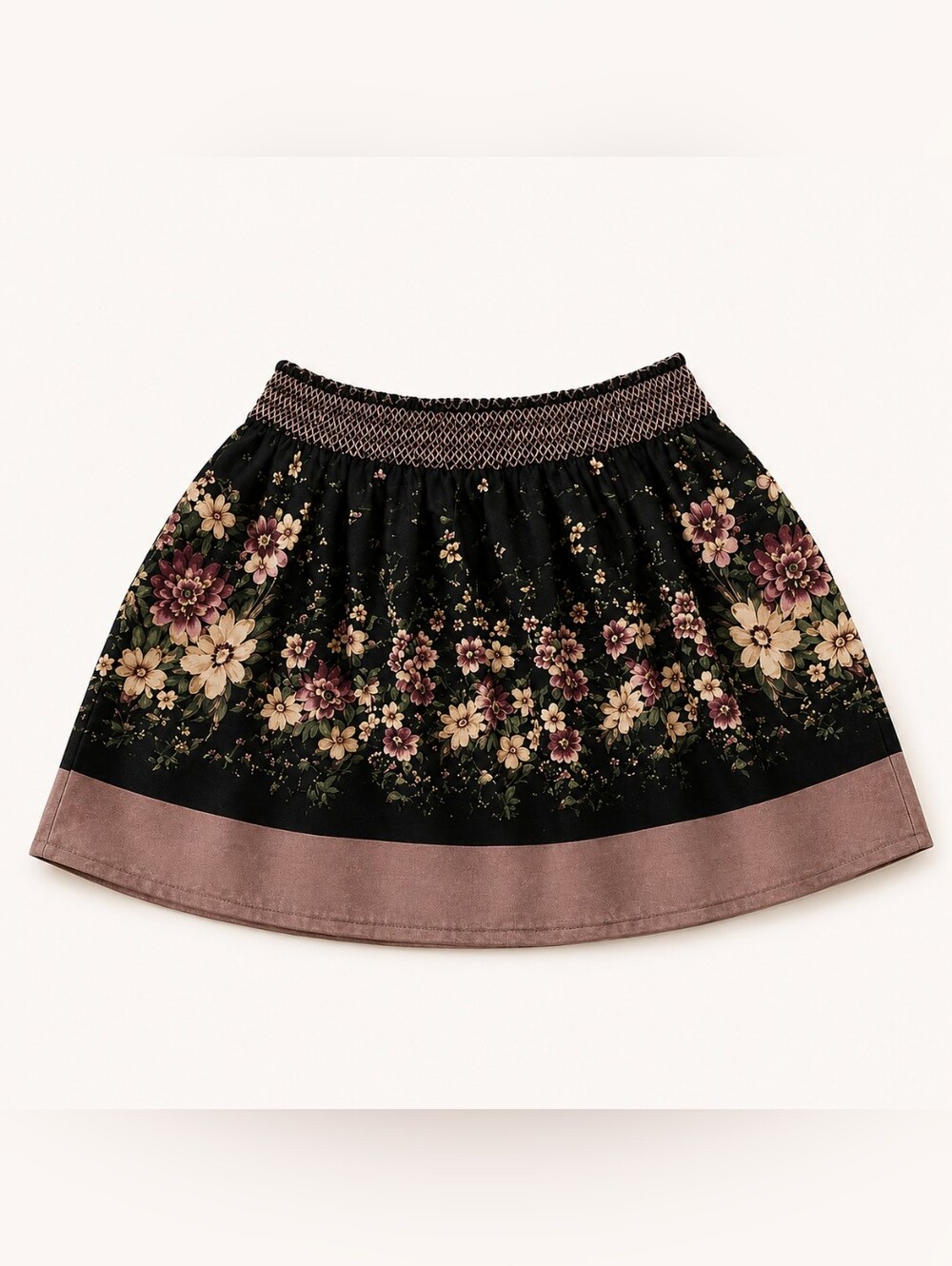Charlotte Russe Floral Mini Skirt Boho Cottagecore Flowy Black Pink Medium Sz M